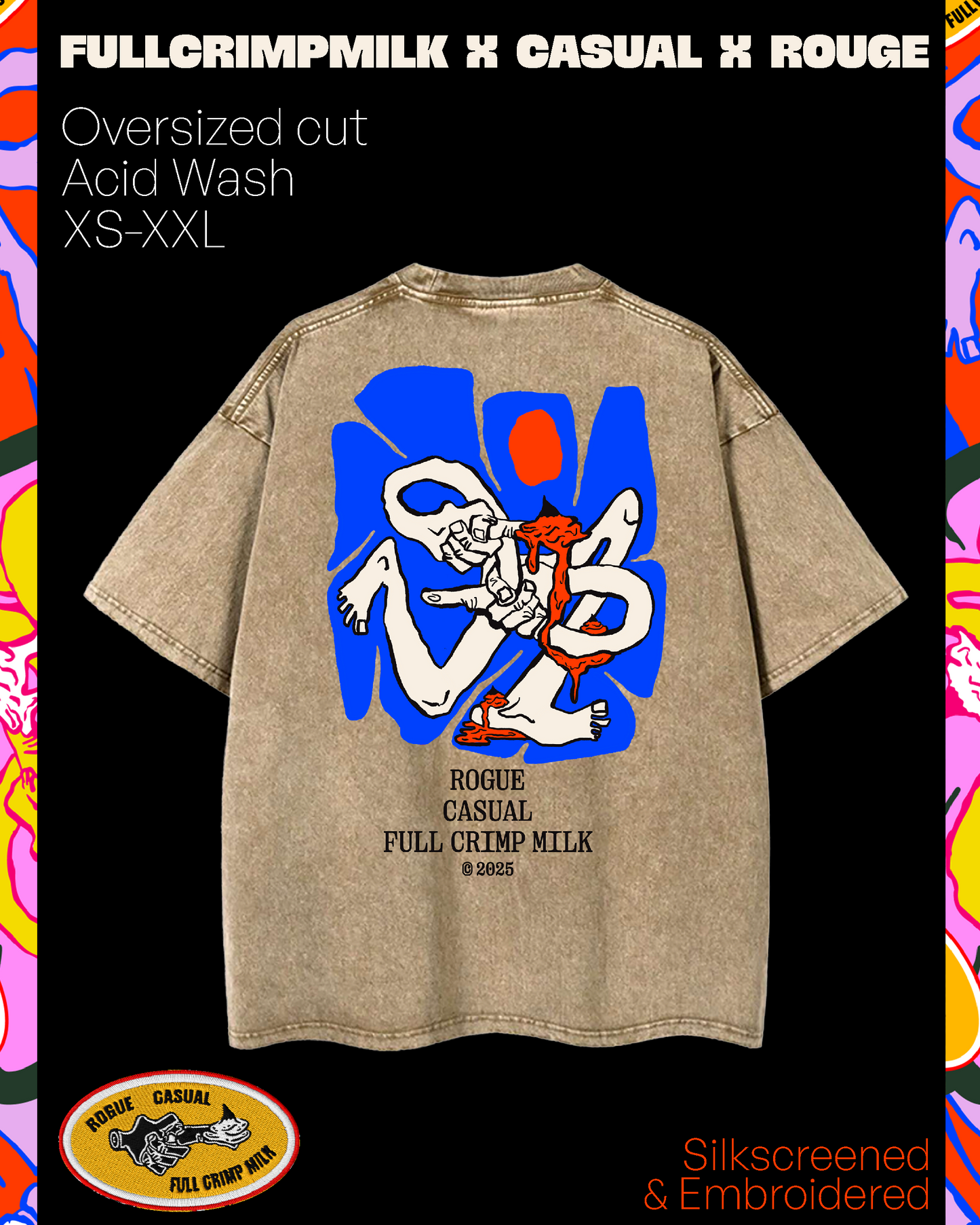 Full Crimp Milk x Casual.sg x Rogue" Tee - Oversized Fit Tee